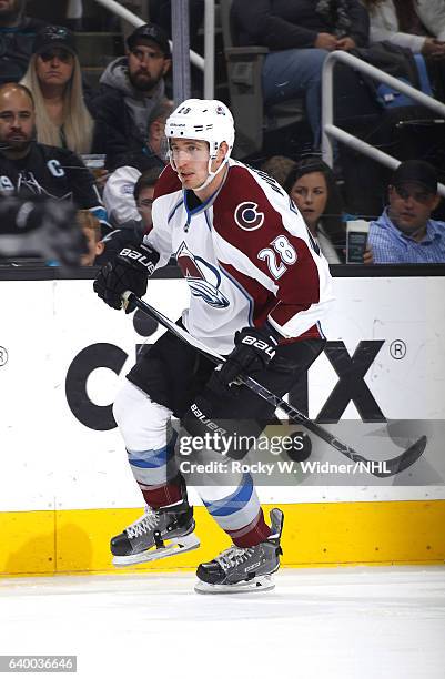 Patrick Wiercioch of the Colorado Avalanche skates against the San Jose Sharks at SAP Center on January 21, 2017 in San Jose, California.