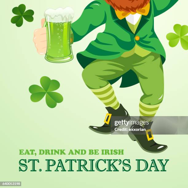 leprechaun party invitation - stein stock illustrations