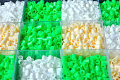 Green white cream perler beads for create bracelet papermarche