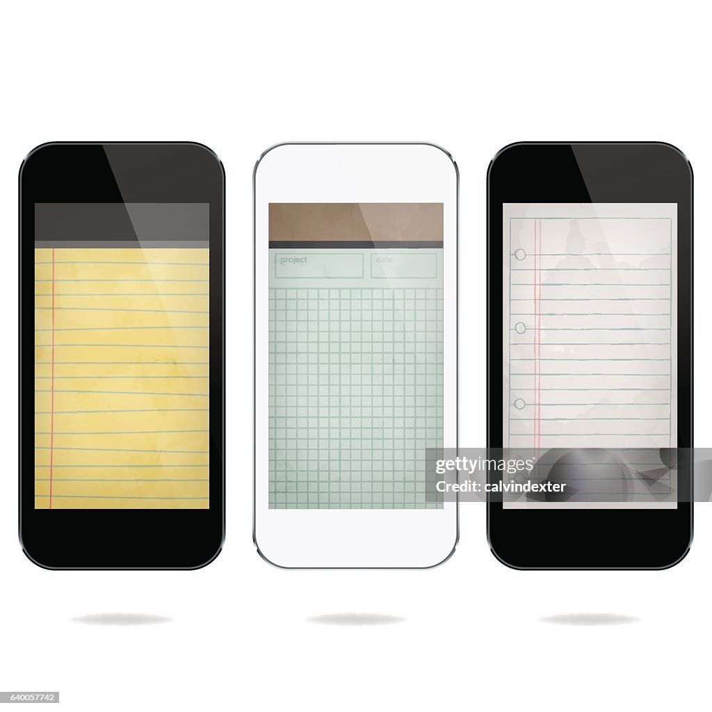 Computer Notepad Phone Smartphones With Notepad Apps High-Res Vector Graphic - Getty Images
