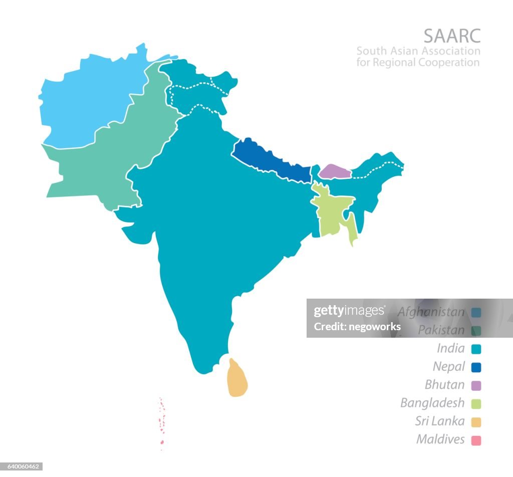 Saarc Country Map Of South Asian Association For Regional Cooperation High-Res Vector ...