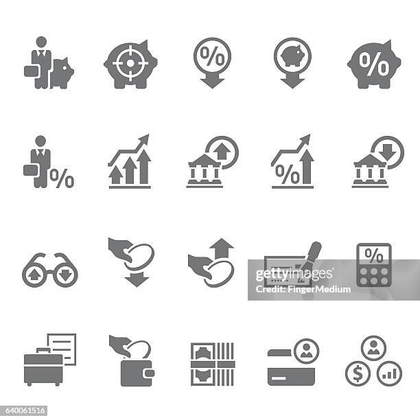 investment icon set - cost of living stock illustrations