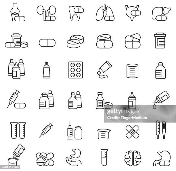 medicine icon set - inhaler stock illustrations