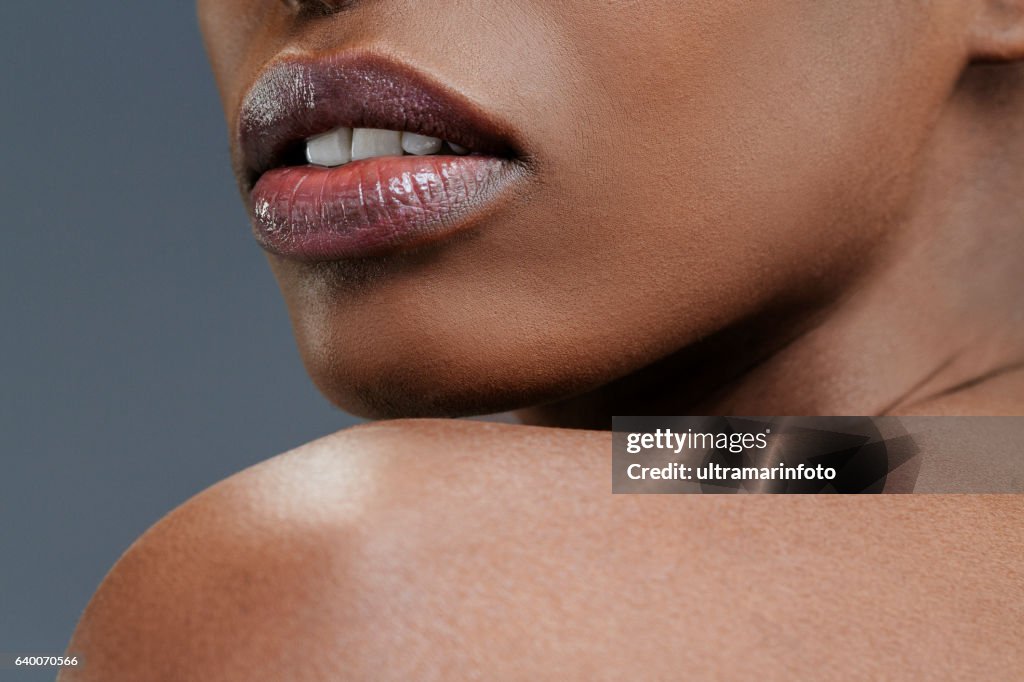 Beauty portrait Lips Close up Beautiful african ethnicity young women