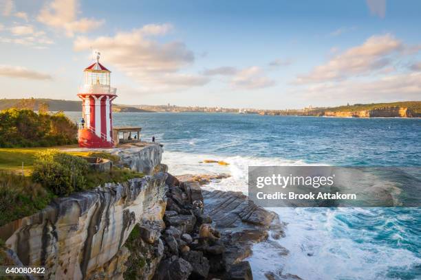 hornby lighthouse on afternoon. - new south wales beach stock pictures, royalty-free photos & images