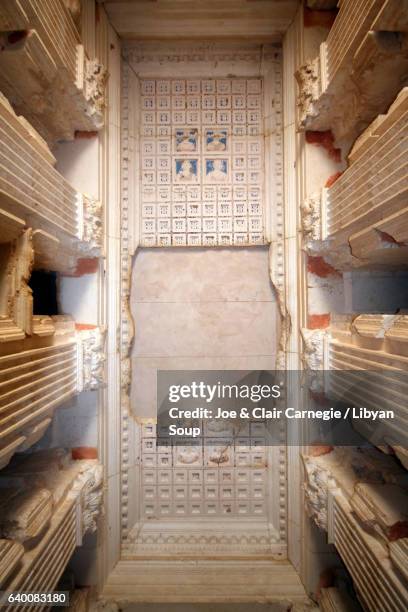 interior of the tower tomb of elahbel, palmyra, syria. - palmyra stock pictures, royalty-free photos & images