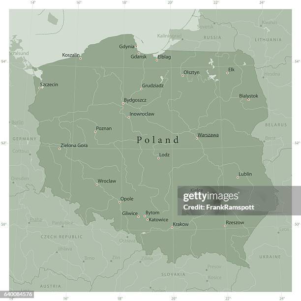 poland country vector map olive green - warsaw stock illustrations