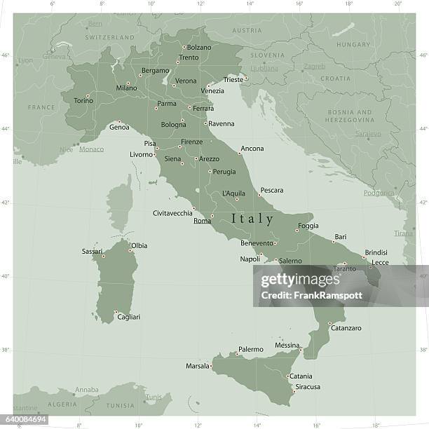 ilustrações, clipart, desenhos animados e ícones de itália país vetor mapa oliveira verde - itália