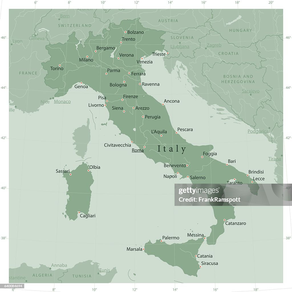 Italy Country Vector Map Olive Green