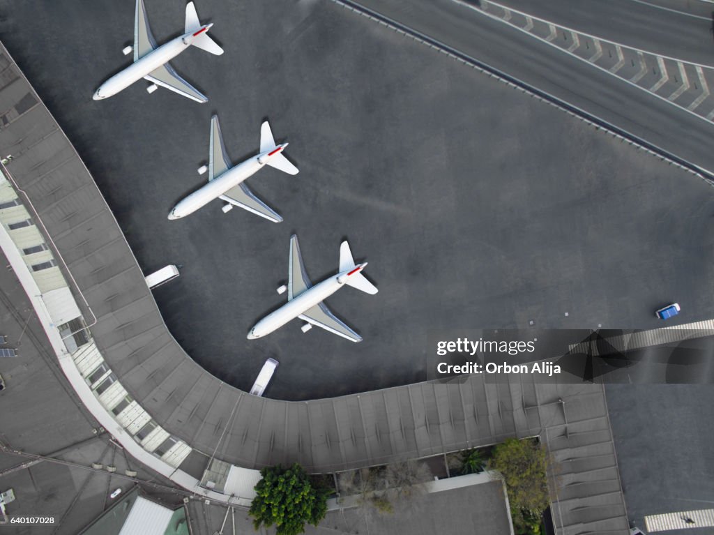 Aerial view of an airport