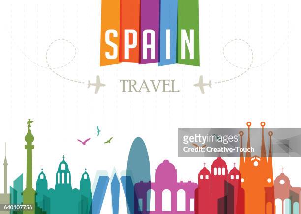 stockillustraties, clipart, cartoons en iconen met world travel and famous locations - spain - barcelona