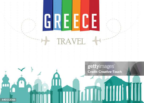 world travel and famous locations - greece - santorini 幅插畫檔、美工圖案、卡通及圖標