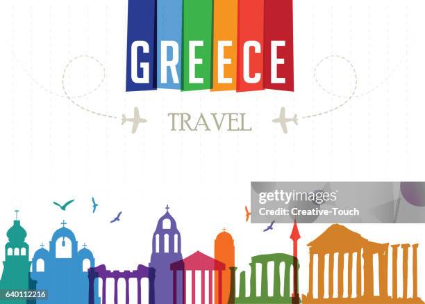 world travel and famous locations - greece - santorini 幅插畫檔、美工圖案、卡通及圖標