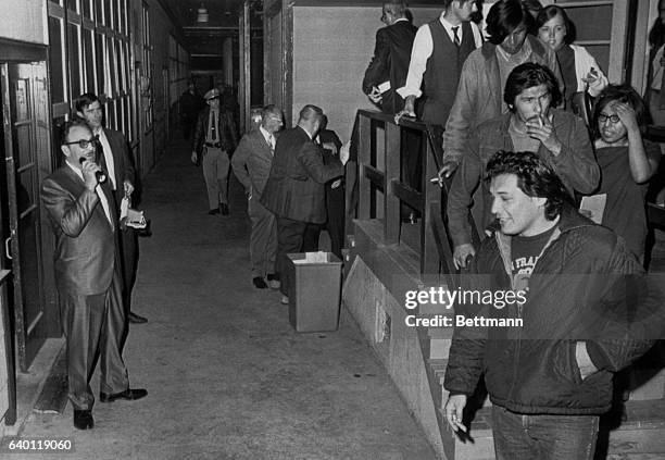 Led by Richard Oakes who led the invasion of Alcatraz Island, 12 Indians voluntarily surrender and submit to arrest after a sit-in at the Bureau of...