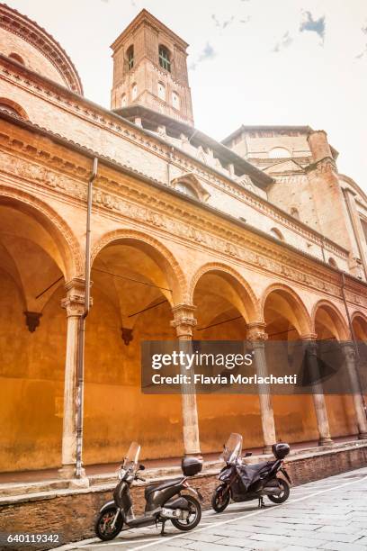 bologna street - st cecilia stock pictures, royalty-free photos & images