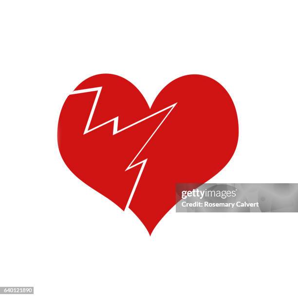 pain from divorce, separation or a heart attach illustrated. - broken heart stock pictures, royalty-free photos & images
