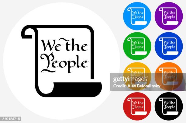 american constitution icon on flat color circle buttons - constitution stock illustrations
