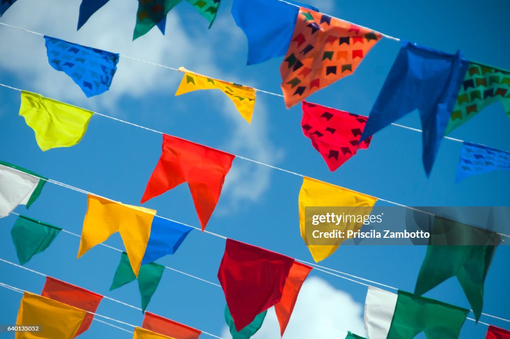 June festivals with colorful flags, São Luis, Maranhão