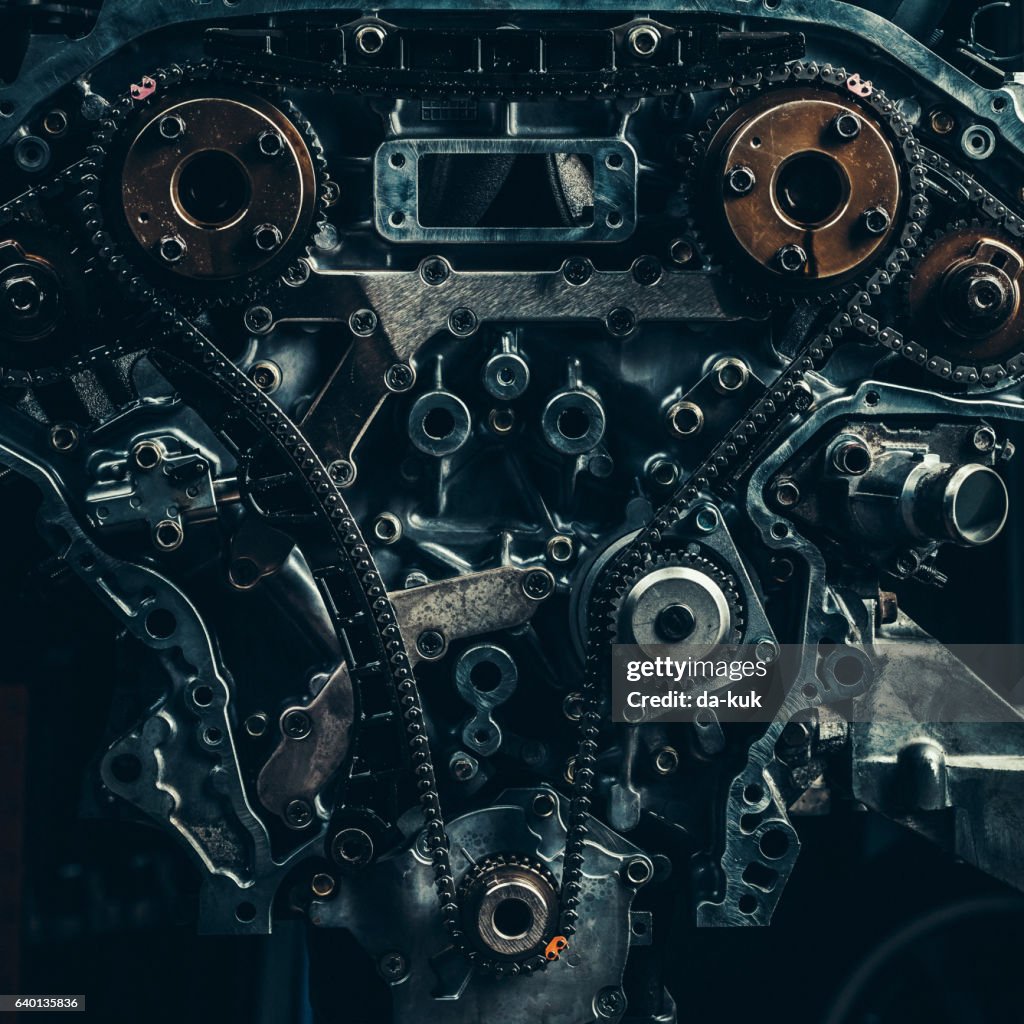 V8 car engine close-up