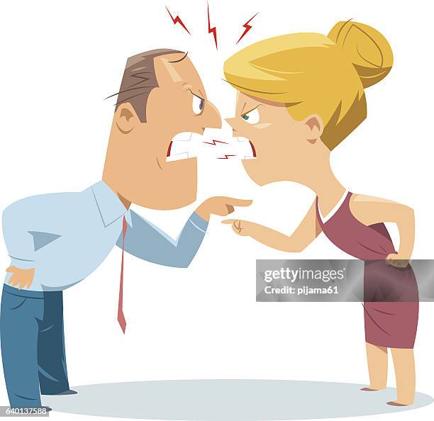 stockillustraties, clipart, cartoons en iconen met couple fighting - kwaad