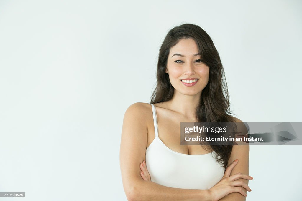 Beautiful woman smiling at the camera