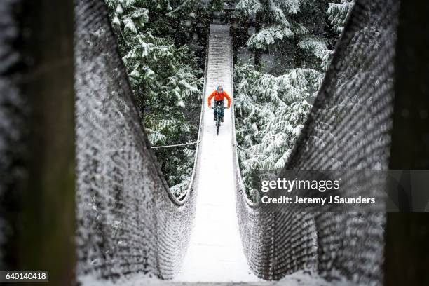 suspended singletrack - vancouver bridge stock pictures, royalty-free photos & images