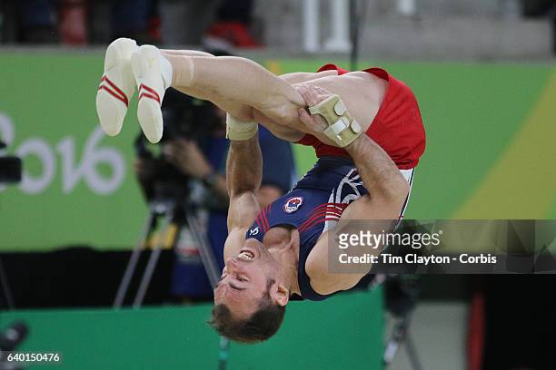 Gymnastics - Olympics: Day 10 Tomas Gonzalez of Chile performing his routine in the Men's Vault Final during the Artistic Gymnastics competition at...
