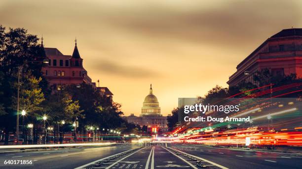 capitol building at sunrise in washington d.c, usa - c usa stock-fotos und bilder