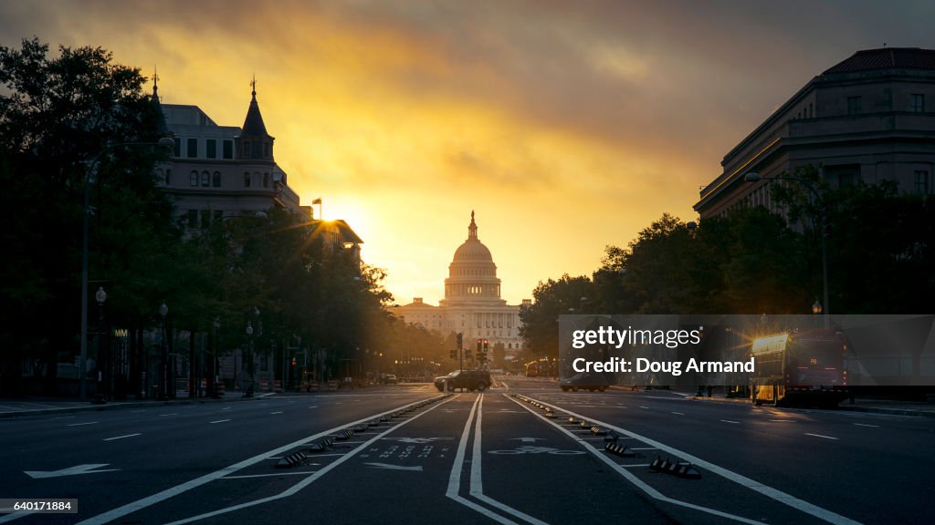 Capitol Building at sunrise in Washington D.C, USA