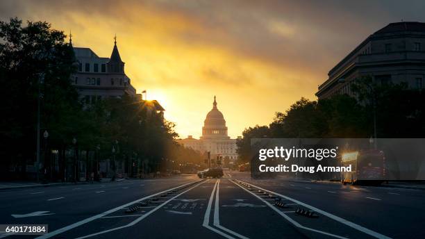 capitol building at sunrise in washington d.c, usa - washington dc 個照片及圖片檔