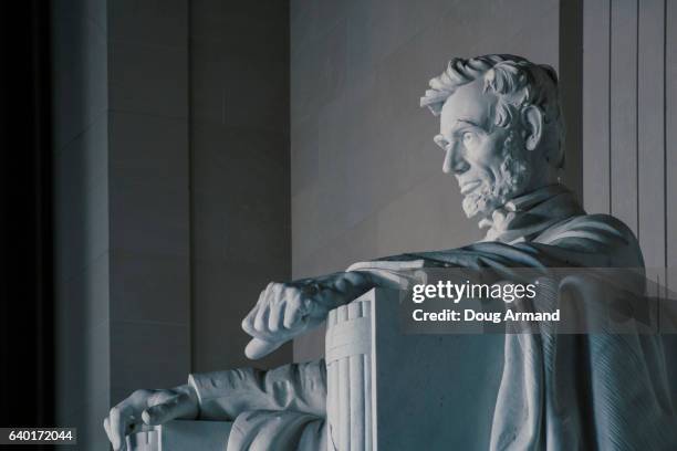 statue of abraham lincoln inside lincoln memorial, washington dc, usa - president lincoln stock pictures, royalty-free photos & images