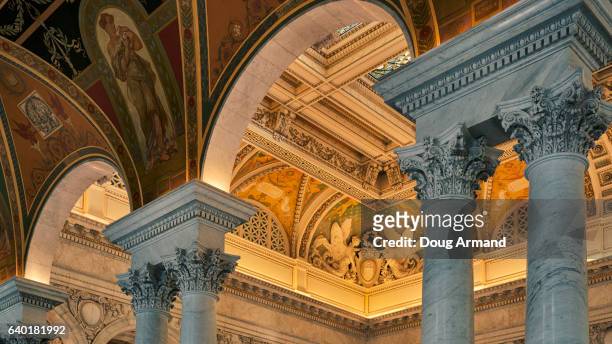 great hall of the library of congress in washington dc, usa - library of congress interior stock pictures, royalty-free photos & images
