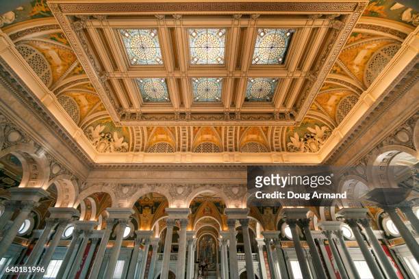 great hall of the library of congress in washington dc, usa - library of congress interior stock pictures, royalty-free photos & images