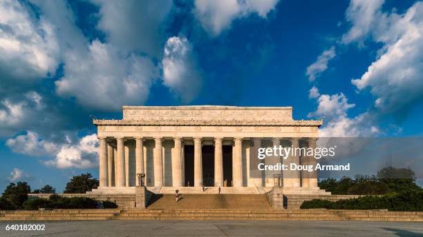 front facade of lincoln memorial, washington dc, usa - lincoln and center stock pictures, royalty-free photos & images