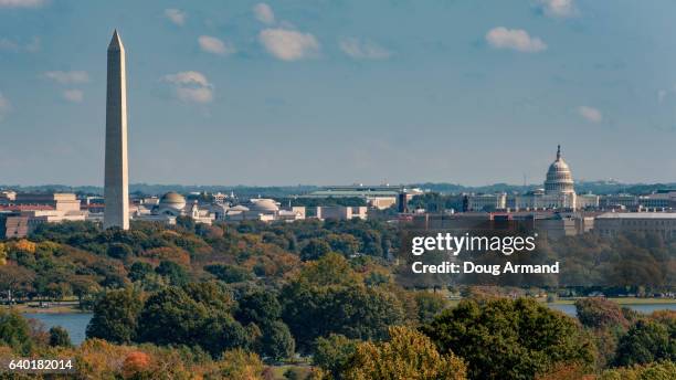 aerial view of  buildings along the national mall, washington d.c, usa - washington dc aerial stock-fotos und bilder