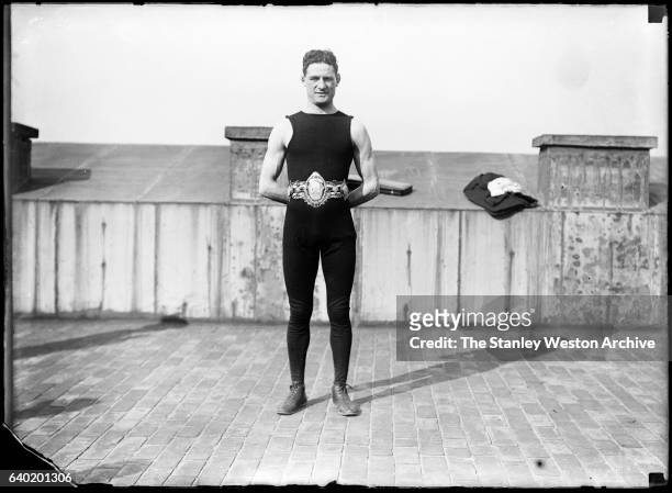 Featherweight boxer from Cardiff, Wales, United Kingdon, Jim Driscoll poses for a portrait, circa, 1900.