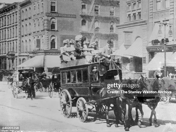 Stagecoach on 5th Ave. New York, New York, circa 1893.