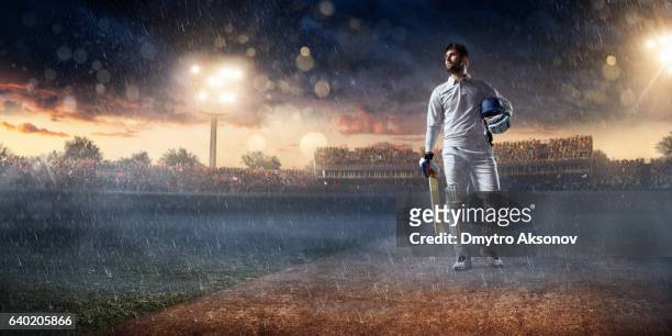 bateador de jugador de cricket en el estadio - dmytro aksonov fotografías e imágenes de stock
