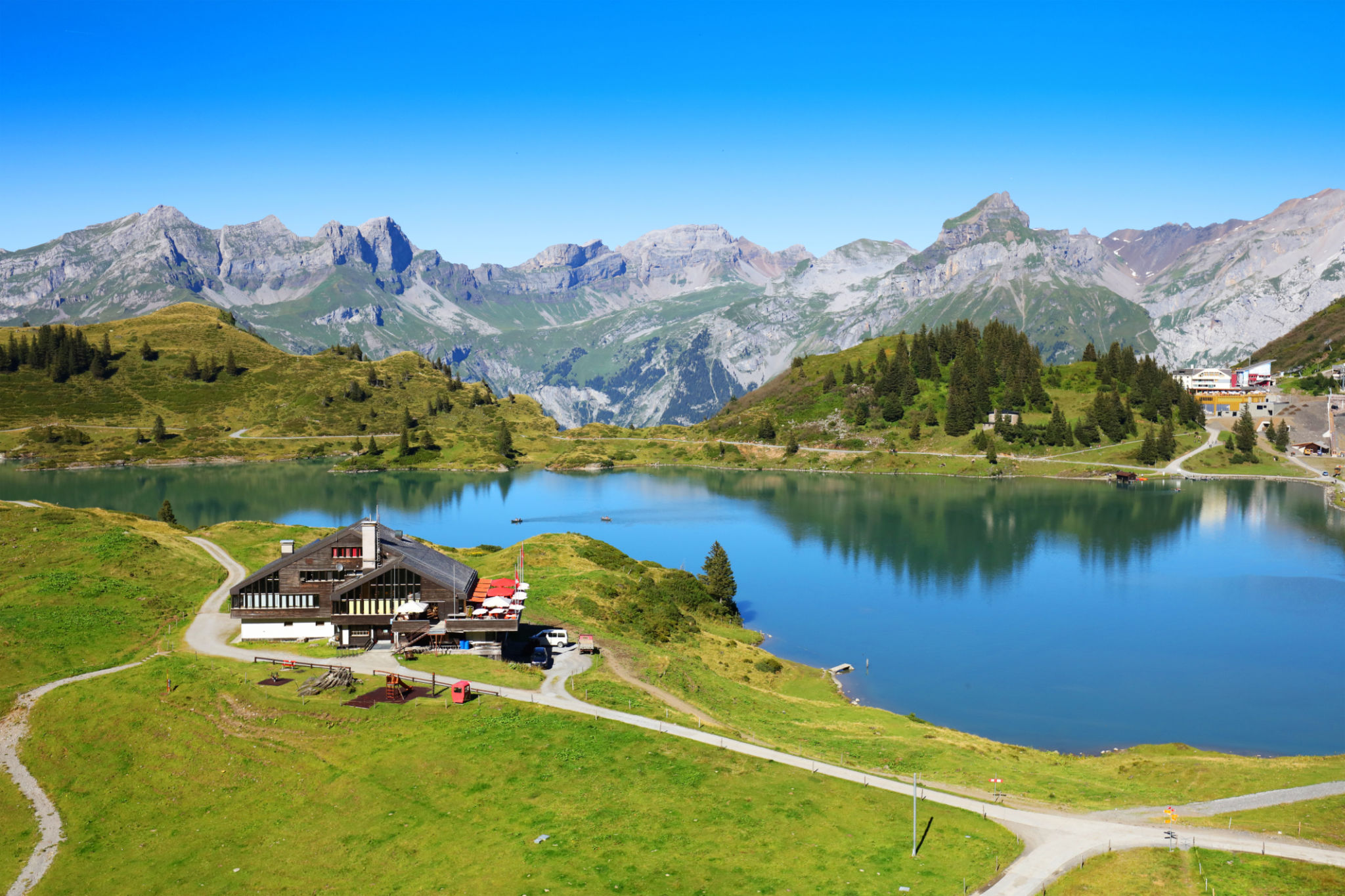 Truebsee Mountain Lake in Engelberg Switzerland Truebsee Mountain Lake in Engelberg Switzerland