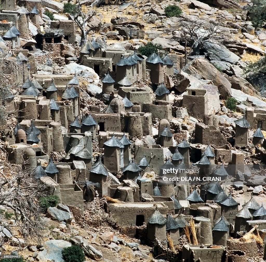 Bandiagara View of a Dogon village, Bandiagara Escarpment , Mali. News Photo ...