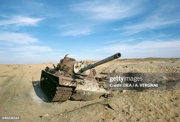 Truck wreckage from Yom Kippur War near Suez Canal, Sinai Peninsula, Egypt.