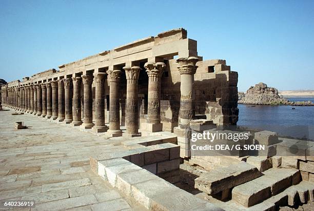 West portico of the Temple of Isis at Philae , Agilkia Island, Aswan, Egypt. Egyptian civilisation.