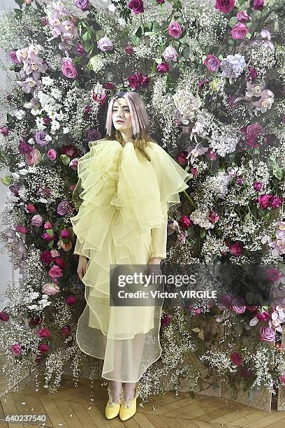 Model walks the runway during the Xuan Spring Summer 2017 presentation as part of Paris Fashion Week on January 26, 2017 in Paris, France.