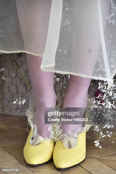 Model walks the runway during the Xuan Spring Summer 2017 presentation as part of Paris Fashion Week on January 26, 2017 in Paris, France.