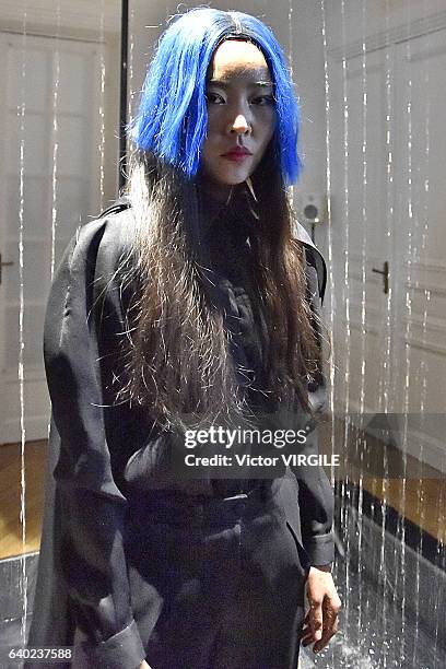 Model walks the runway during the Xuan Spring Summer 2017 presentation as part of Paris Fashion Week on January 26, 2017 in Paris, France.