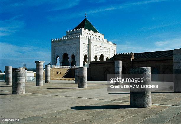 Mausoleum of Mohammed V , which also houses the remains of his sons, King Hassan II and Prince Abdallah , Rabat , Morocco.