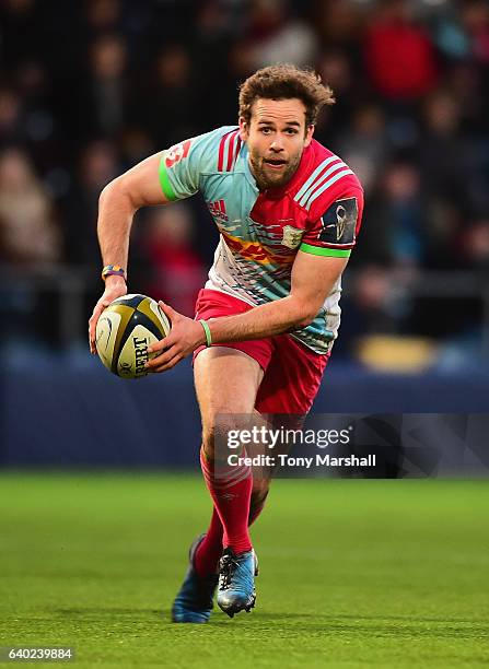 Ruaridh Jackson of Harlequins during the Anglo-Welsh Cup match between Worcester Warriors and Harlequins at Sixways Stadium on January 28, 2017 in...
