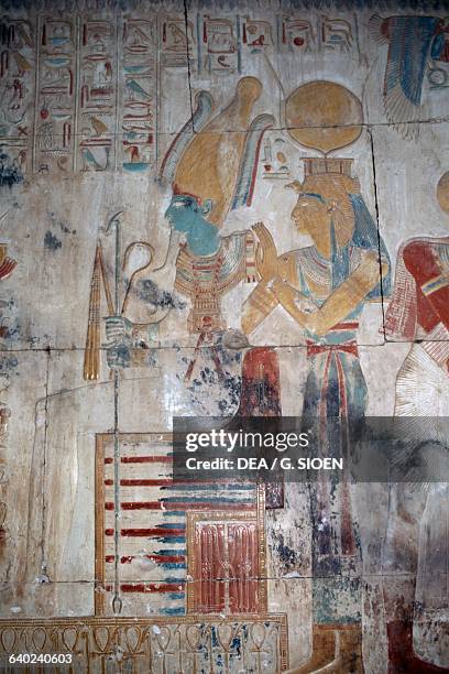 Painted relief, chapel of Osiris, Temple of Seti I, 1306-1290 bC, Abydos, Egypt. Egyptian civilisation, New Kingdom, Dynasty XIX.