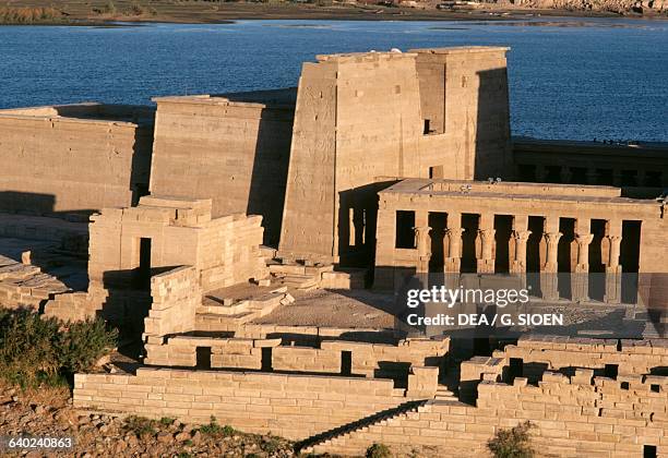 View of the Temple of Isis at Philae , Agilkia Island, Aswan, Egypt. Egyptian civilisation.
