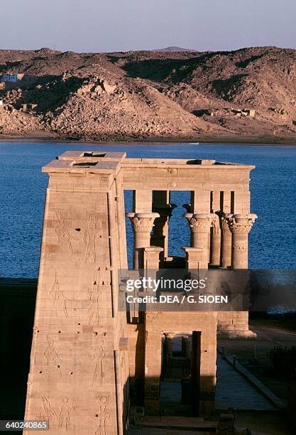 View of the Temple of Isis at Philae , Agilkia Island, Aswan, Egypt. Egyptian civilisation.
